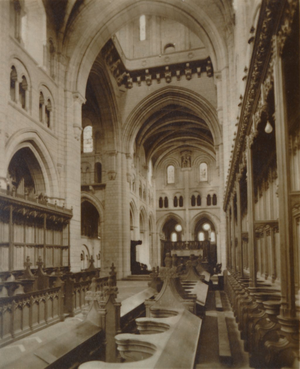 Sektion av interiören, Buckfast Abbey Church, sent 1800-tidigt 1900-tal av Unbekannt