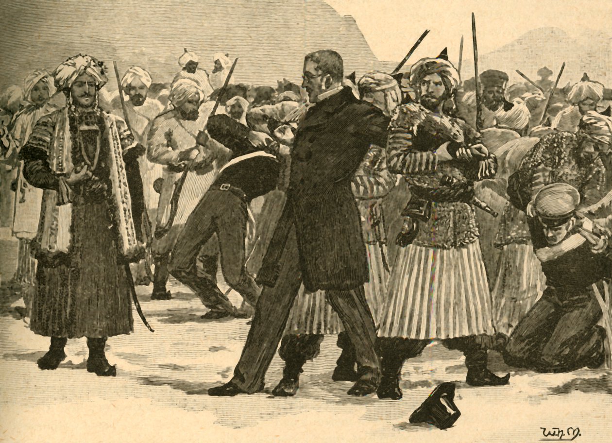 Beslagtagande av Sir William Macnaghten av Akbar Khan, Afghanistan, 1841 c1890. av Unbekannt