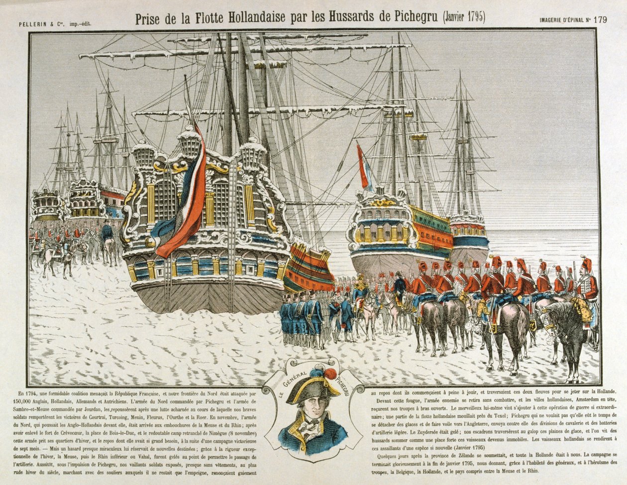 Beslagtagande av den holländska flottan av trupperna från Pichegru, januari 1795, 1800-talet av Unbekannt
