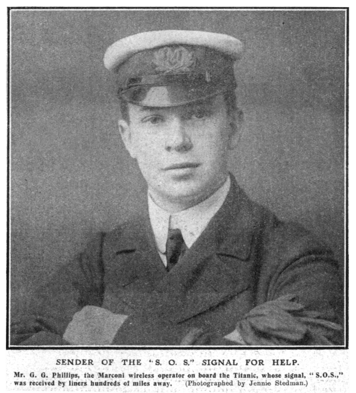 Avsändare av S. O. S. Signal för hjälp, 20 april 1912. av Unbekannt
