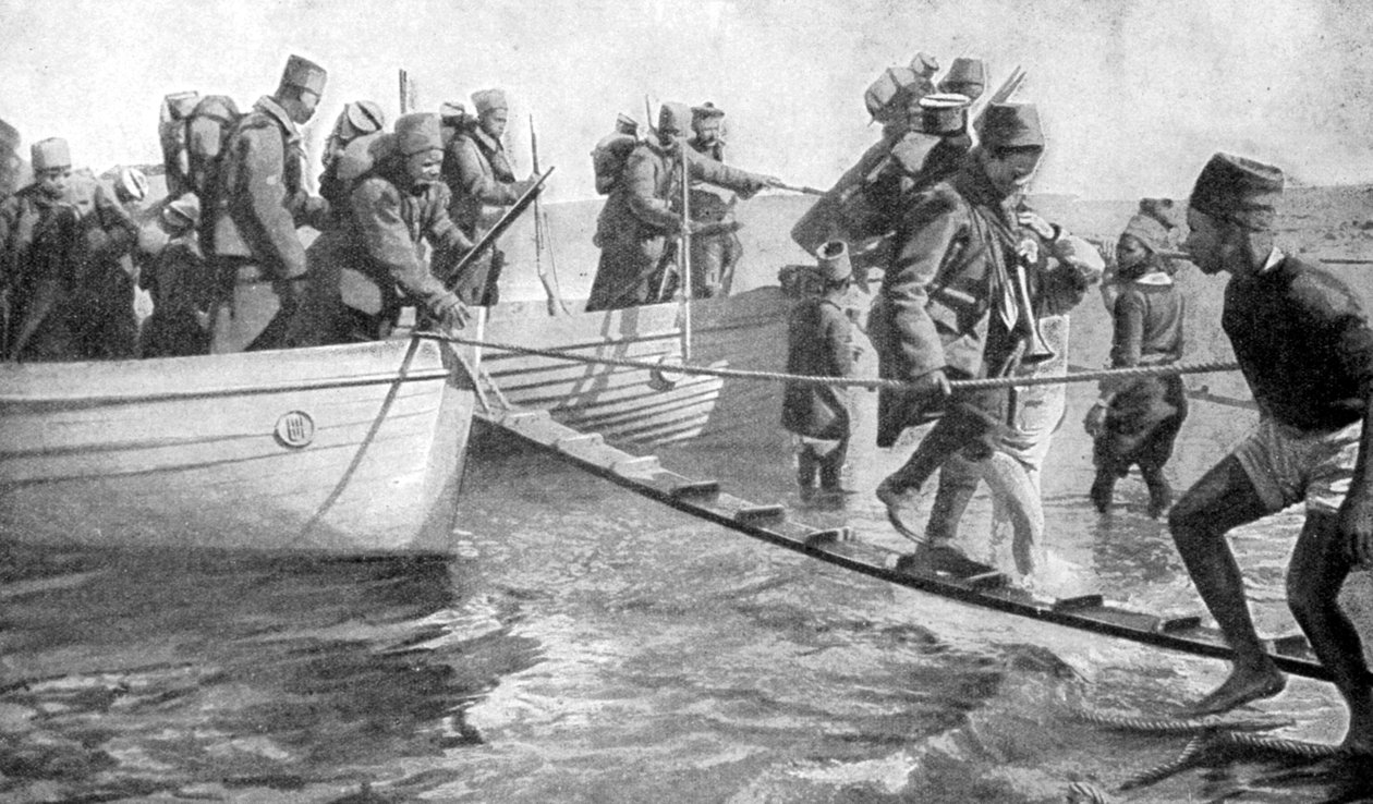 Senegalesiska soldater går ombord på den egyptiska kusten, första världskriget, 1915 av Unbekannt