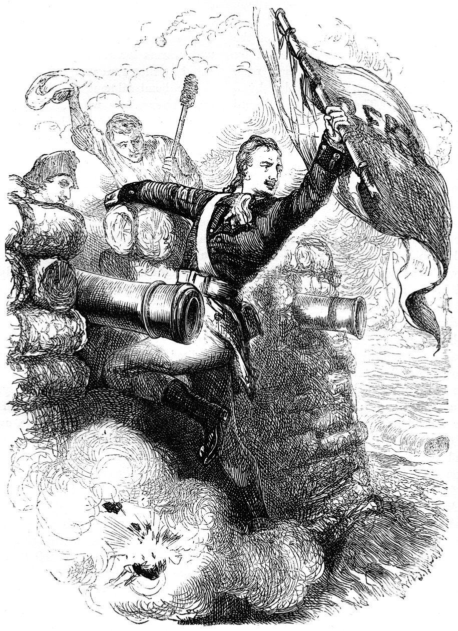 Sergeant Jasper återställer flaggan, 1776 c1880 av Unbekannt