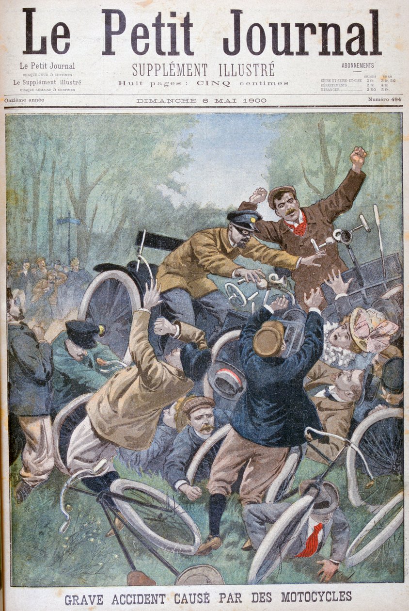 Allvarlig olycka orsakad av cyklar, Paris, 1900 av Unbekannt