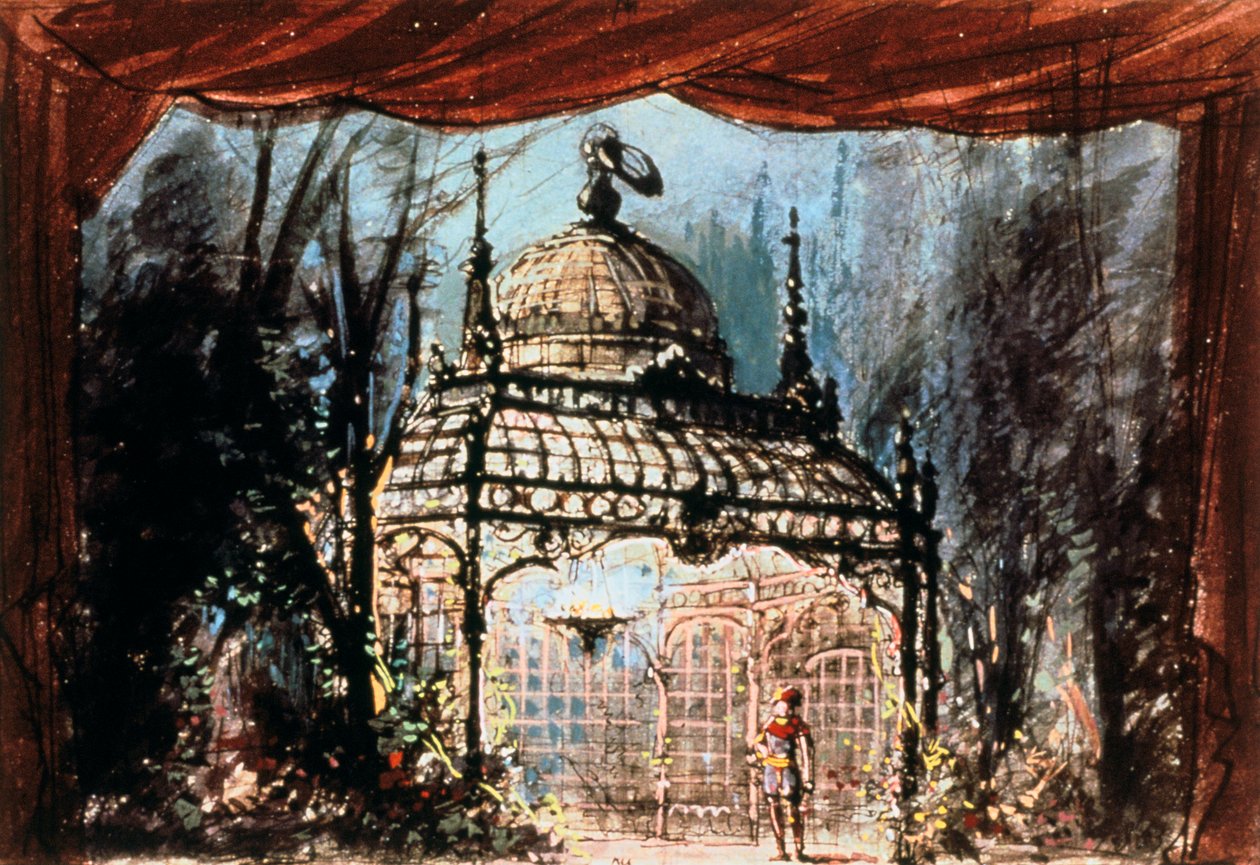Scenografi för Mozarts Trollflöjten, 1863 av Unbekannt