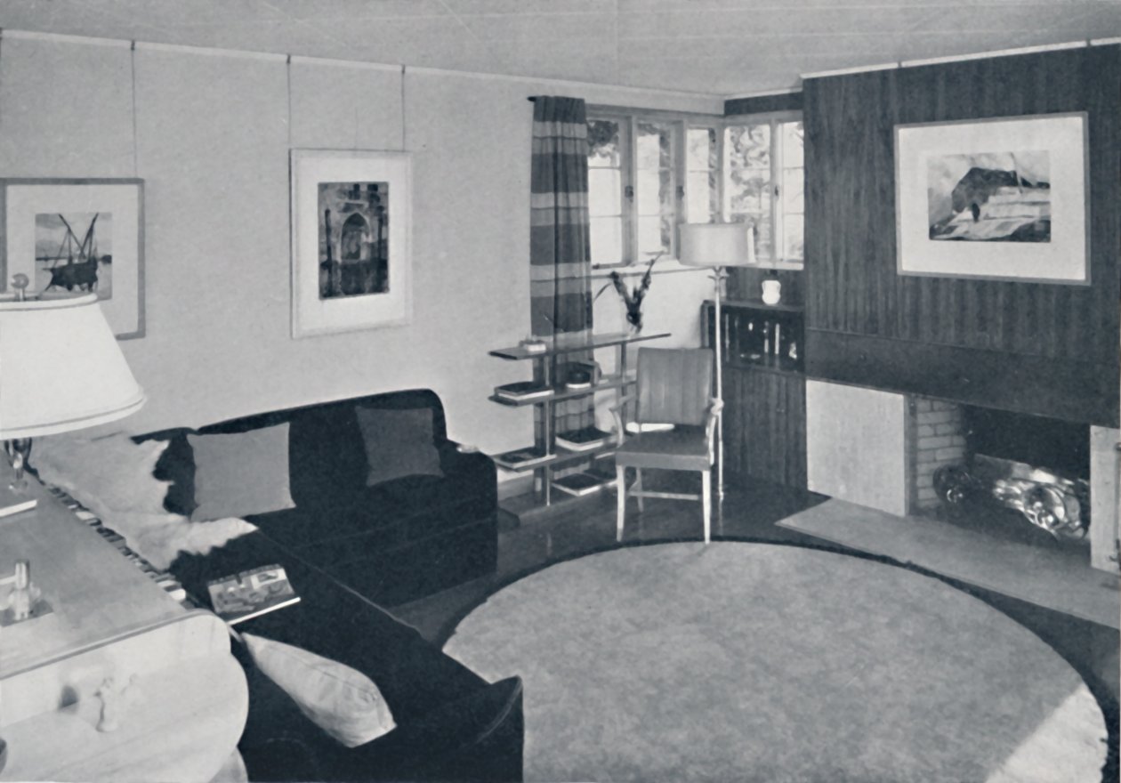 Sewall Smith. Vardagsrum i arkitektens eget hem i Niagara Falls, N.Y., i en turkos korall av Unbekannt