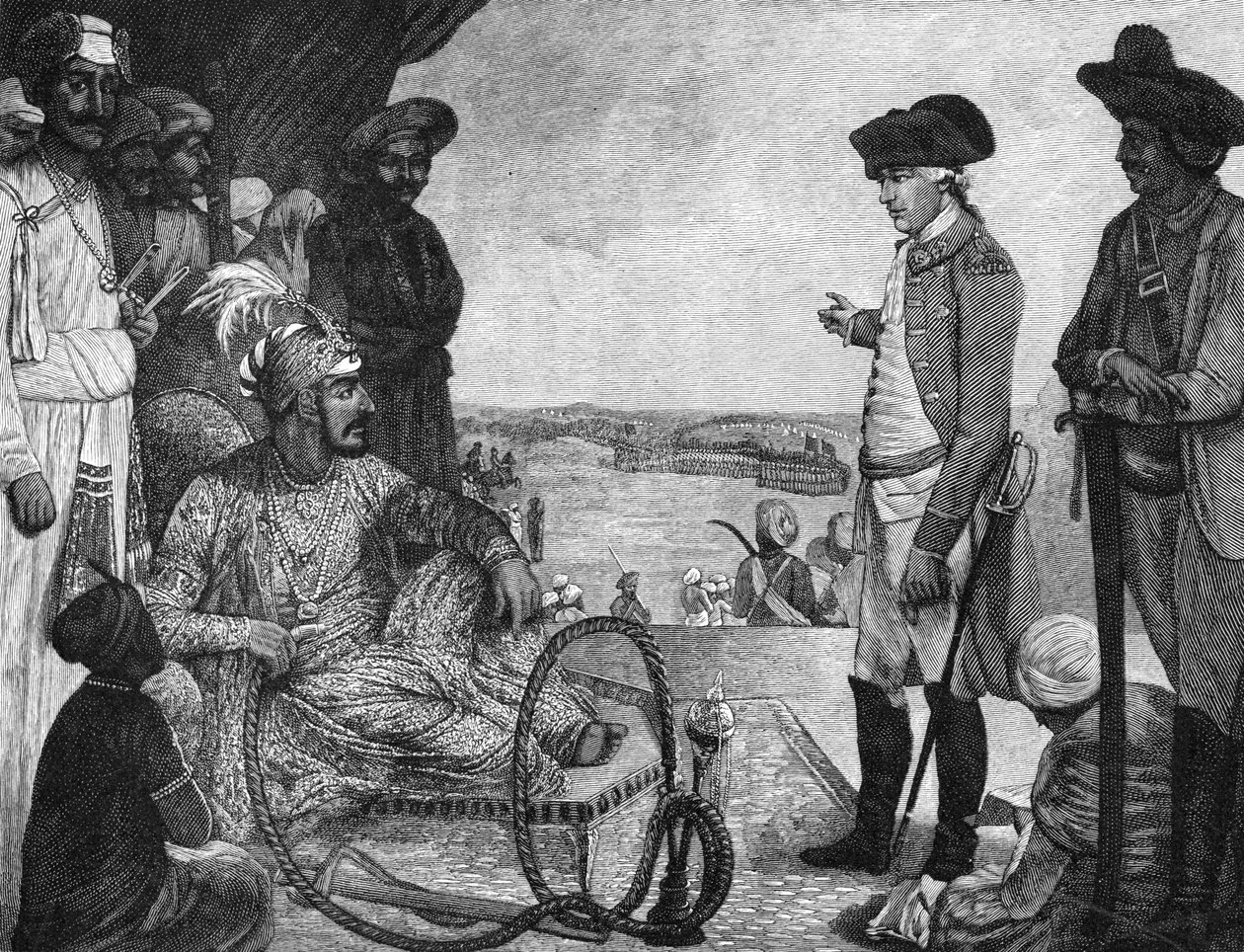 Shah Alam II, Indiens Mughal, granskar Ostindiska kompaniets trupper, 1781 1894 av Unbekannt