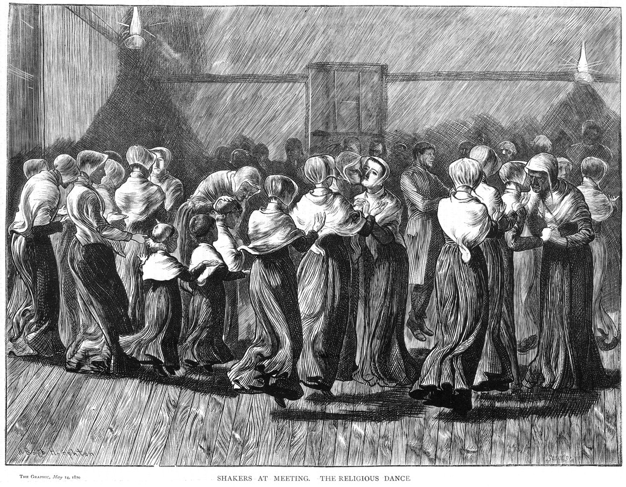Shakers som dansar på ett möte, Lebanon Springs, New York, USA, 1870 av Unbekannt