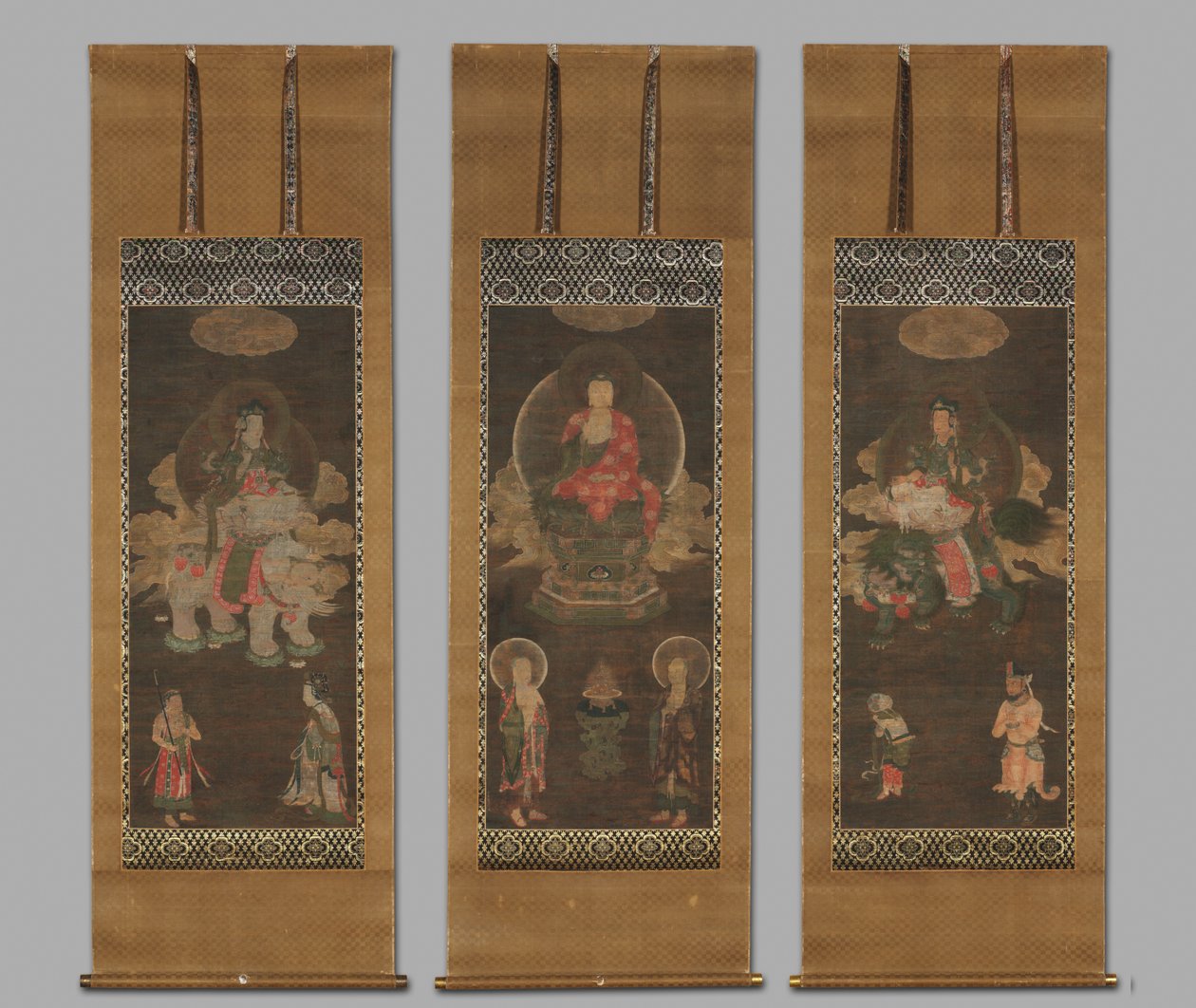 Shakyamuni Triad: Buddha deltog av Manjushri och Samantabhadra, sent 1300-tal. av Unbekannt