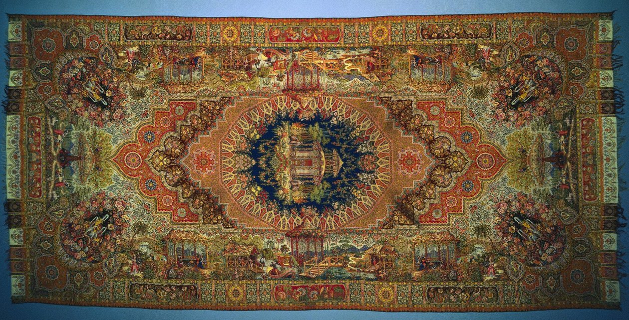 Sjal med genrescener, 1875-1899. av Unbekannt