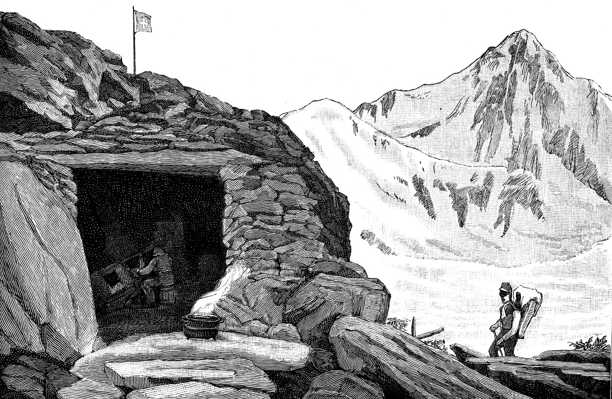 Skydd byggt av glaciologen Louis Agassiz, Aar-glaciären, Schweiz, 1840 1885 av Unbekannt