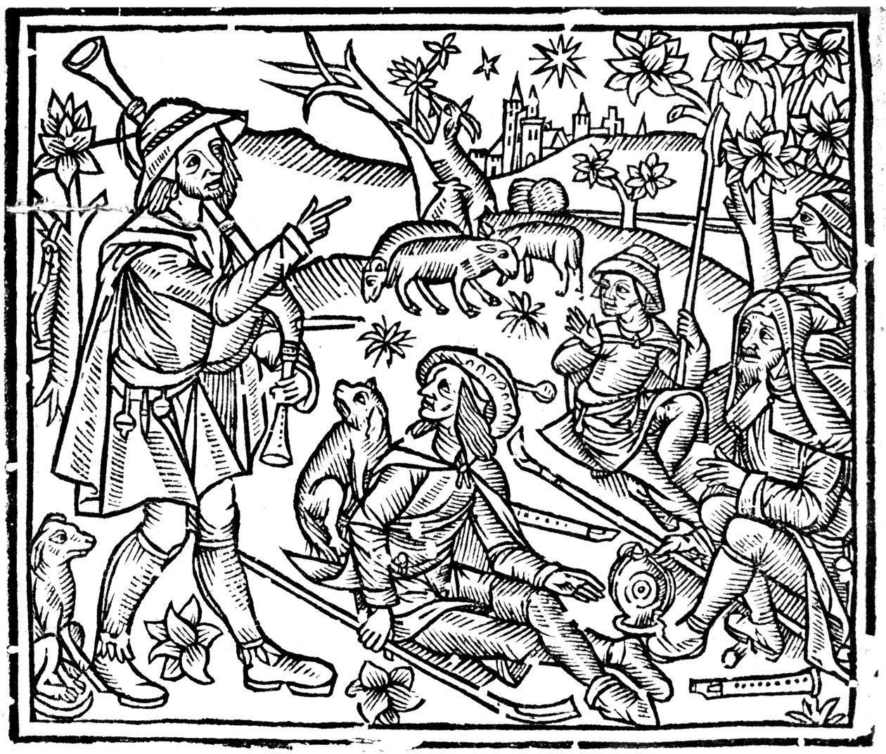 Herdar med sina flockar och hundar, tidigt 1500-tal av Unbekannt