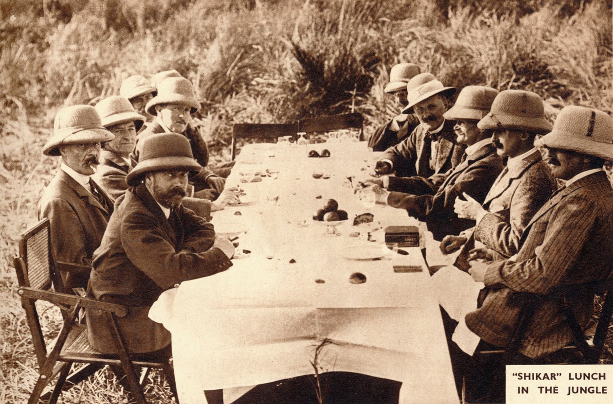 Shikar lunch i djungeln, 1911 1935 av Unbekannt