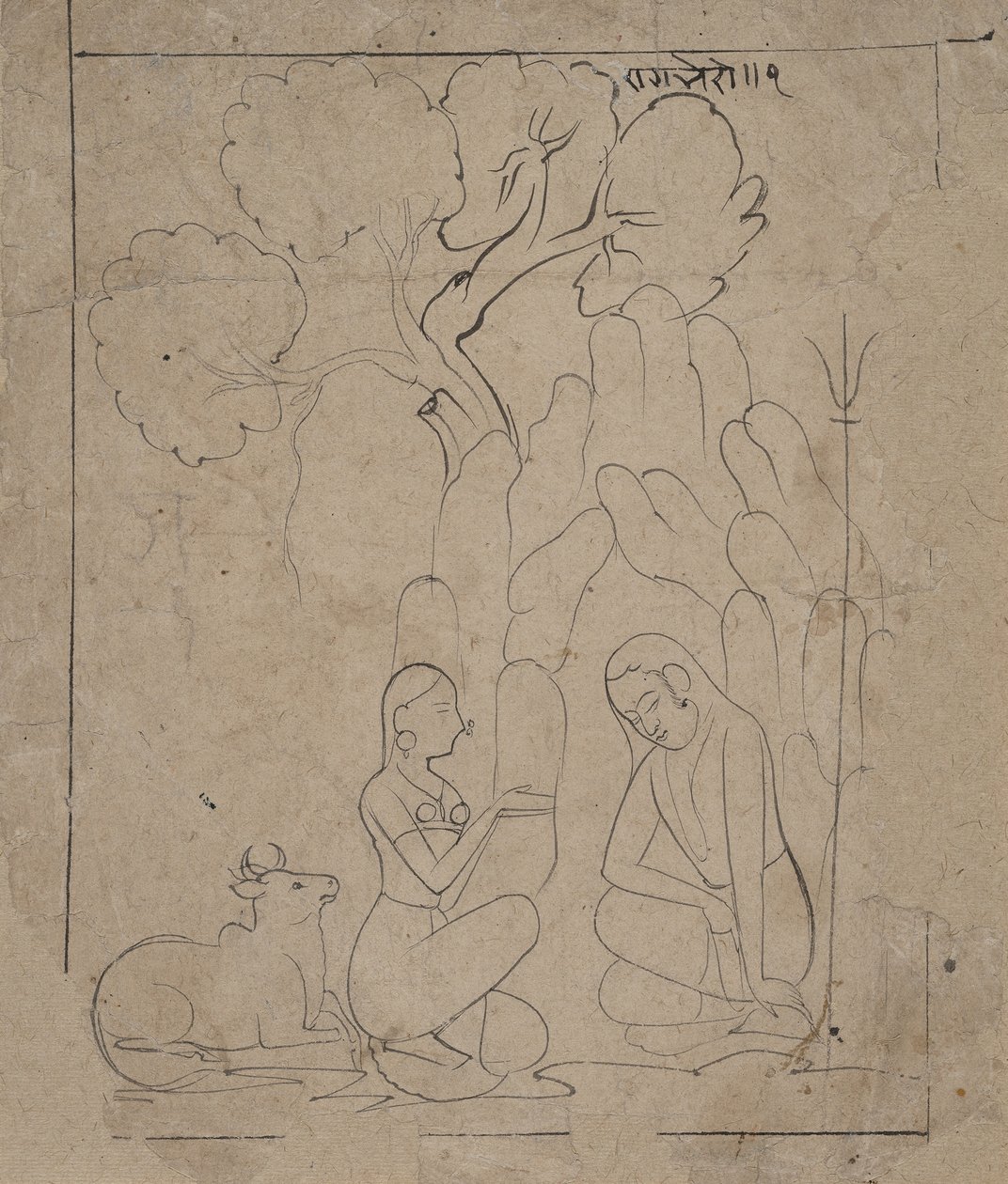 Shiva och Parvati i en bergsgrotta, ca. 1800. av Unbekannt