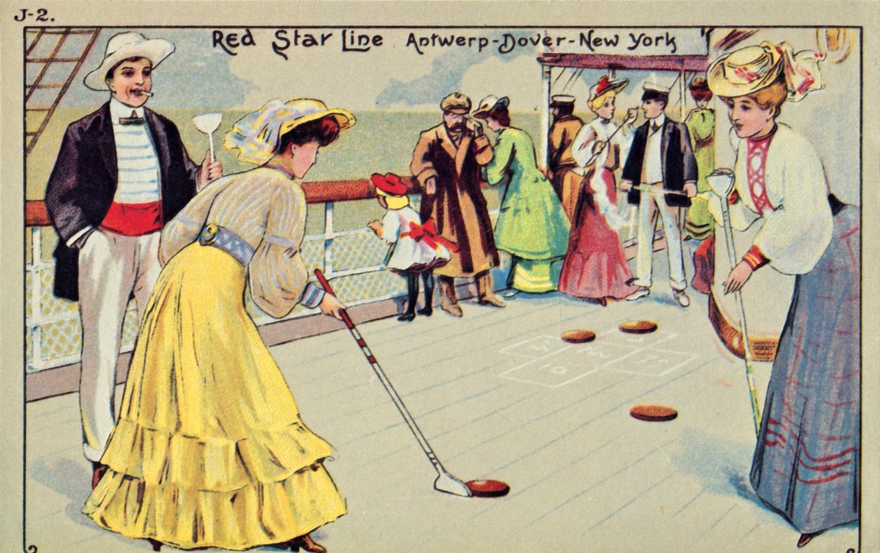 Shuffleboard ombord på ett Red Star Lines passagerarfartyg, 1907. av Unbekannt