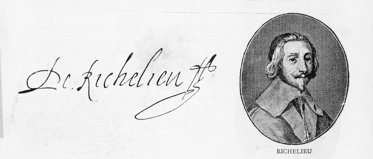 Kardinal Richelieus underskrift (penna och bläck på papper) av Unbekannt