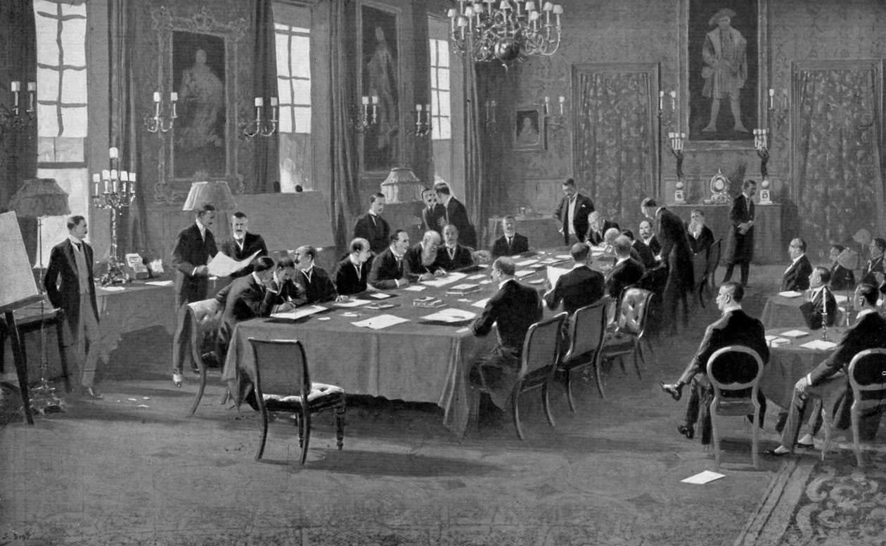 Undertecknande av Londonfördraget, maj 1913, c1920 av Unbekannt