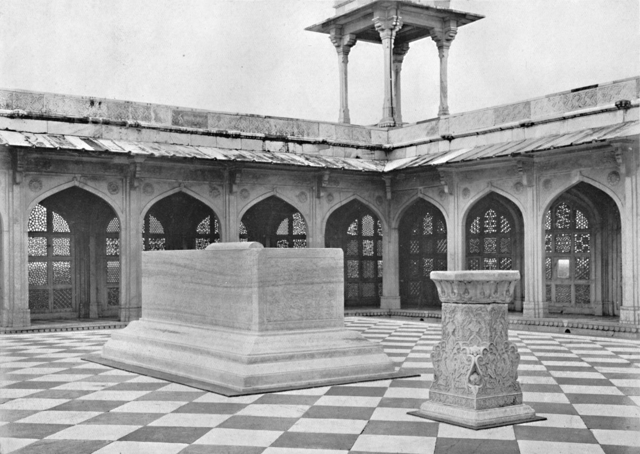 Sikandra. Akbars grav. Monument på taket, c1910. av Unbekannt