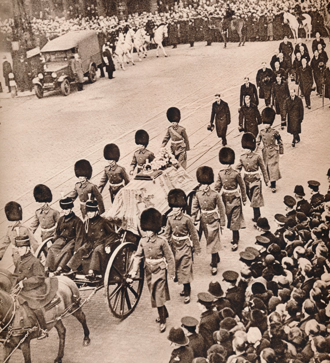 Enkel majestät: King Georges kista, täckt av Royal Standard, 1936 av Unbekannt