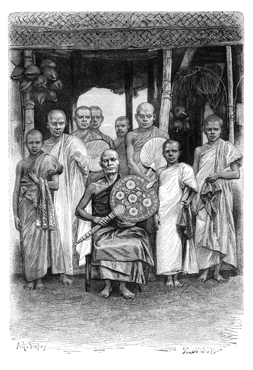 Singhalesiska buddhistiska präster, Sri Lanka, 1895 av Unbekannt