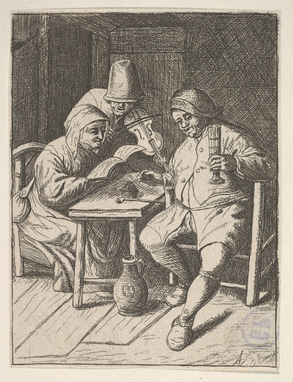 Sångpar och violin, 1610-85. av Unbekannt