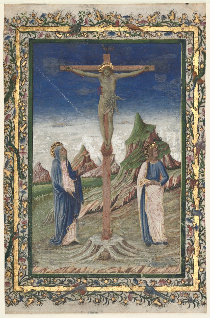 Single Leaf from a Missal: The Crucifixion, sent 1400-tal. av Unbekannt