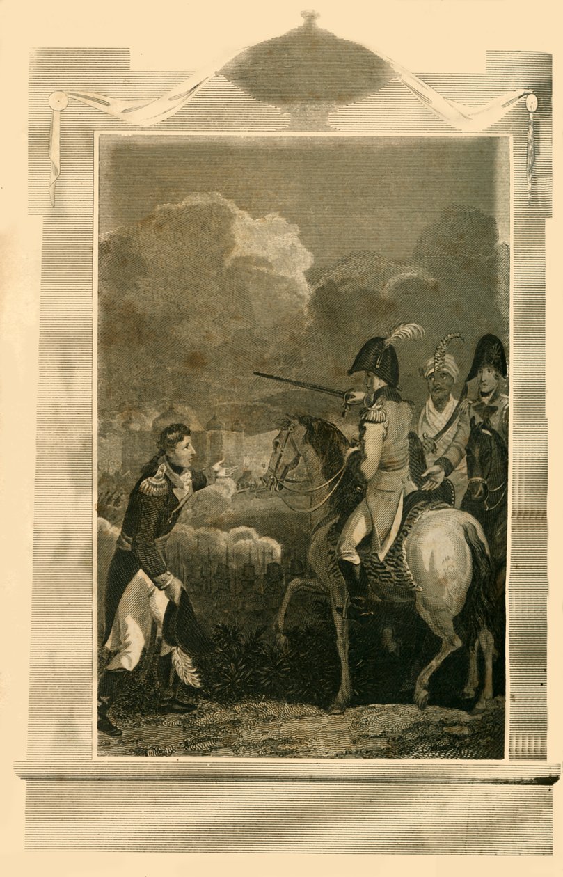 Sir Arthur Wellesley befälhavare vid slaget vid Assaye, 1803, 1816. av Unbekannt