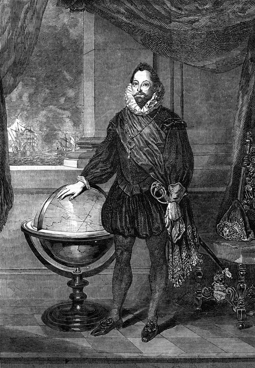 Sir Francis Drake, navigatör, sjöman och pirat från 1500-talet, 1851 av Unbekannt