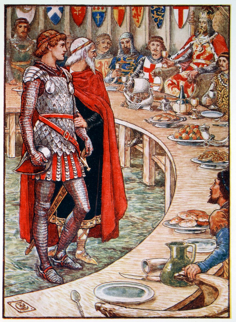 "Sir Galahad förs till kung Arthurs hov", 1911 av Unbekannt