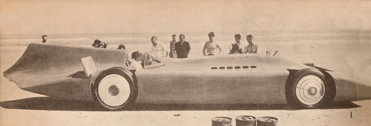 Sir Malcolm Campbell i sin nya Blue Bird på Dayton Beach, Florida, 1935, 1935 av Unbekannt