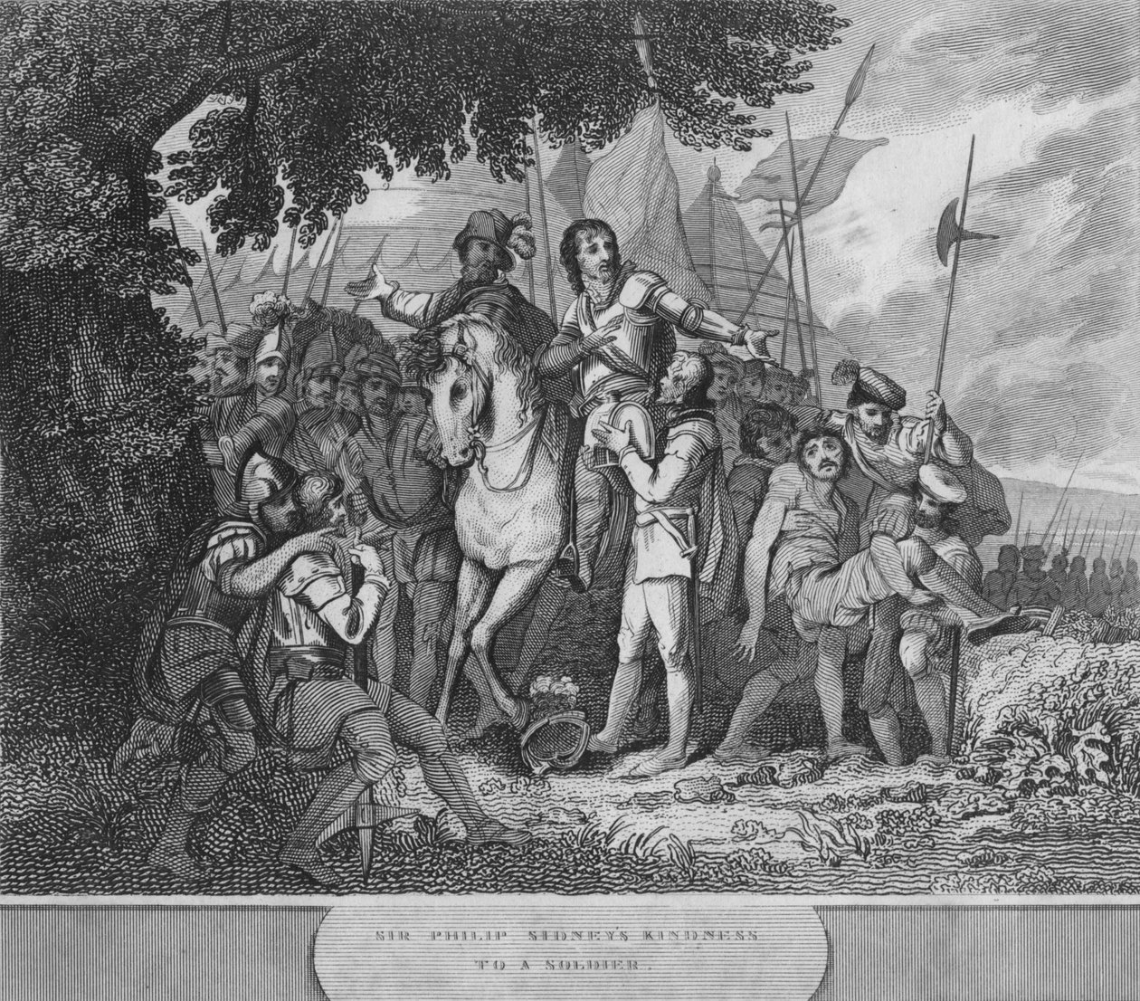 Sir Philip Sidneys vänlighet mot en soldat, 1815 av Unbekannt