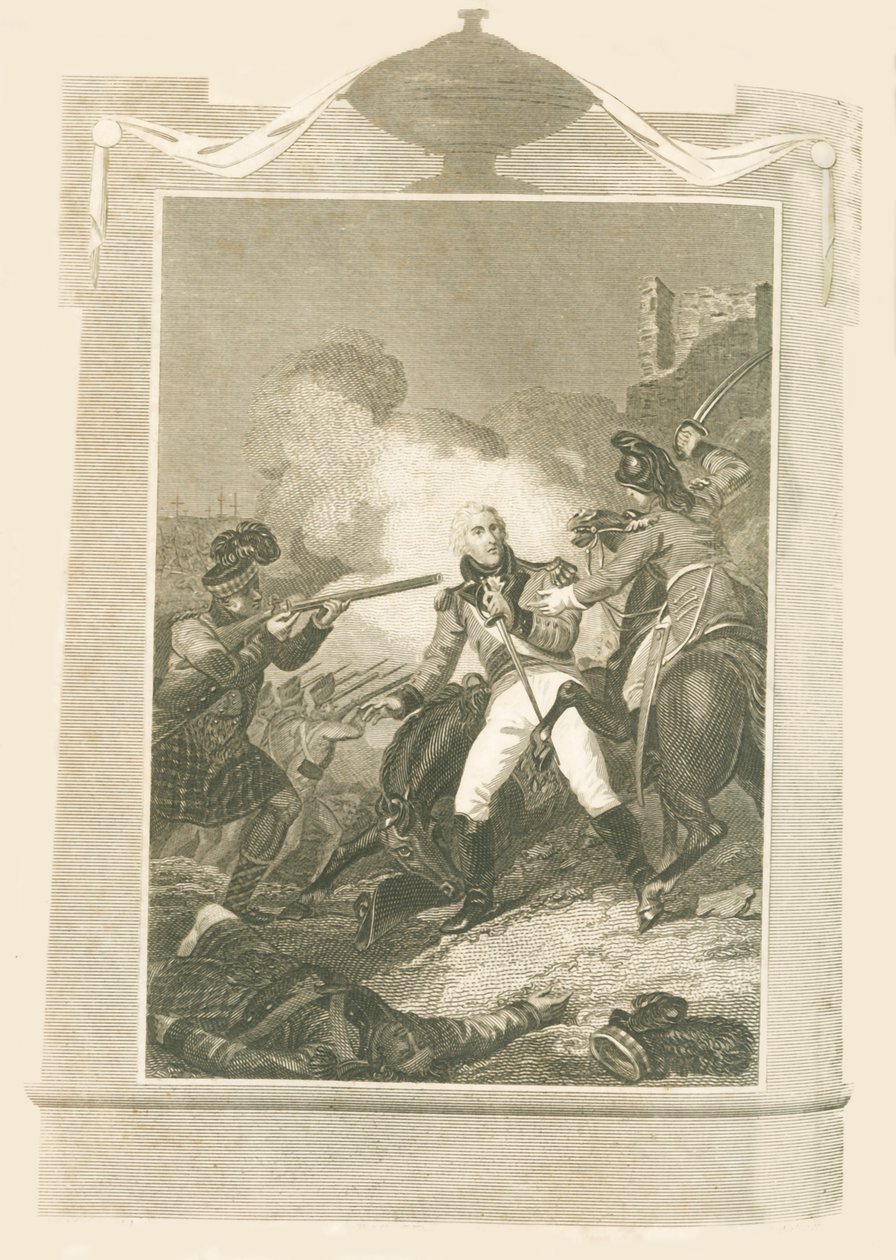 Sir Ralph Abercrombie i slaget vid Alexandria, 1801, 1816. av Unbekannt