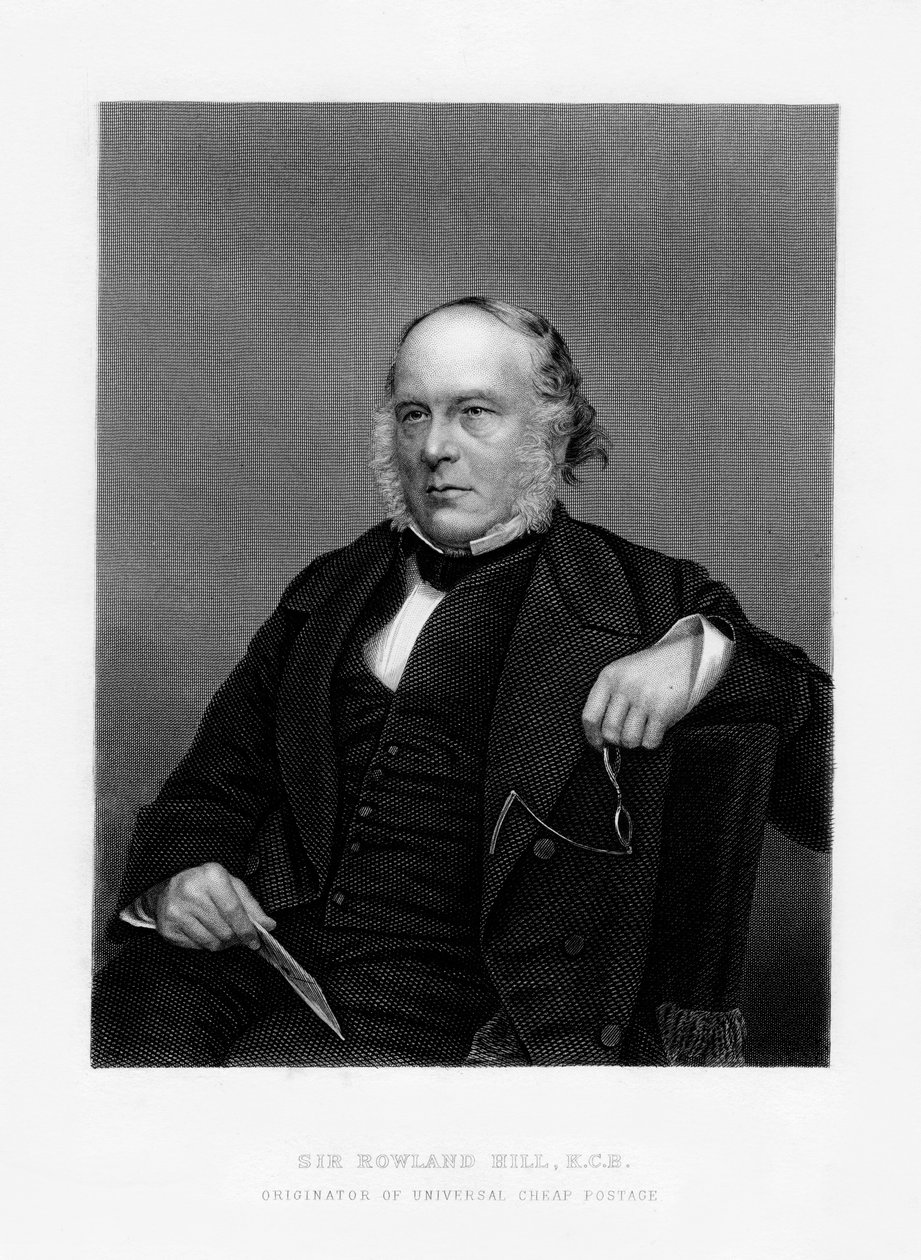 Sir Rowland Hill, brittisk lärare, broschyr och skapare av penny porto, 1800-talet av Unbekannt