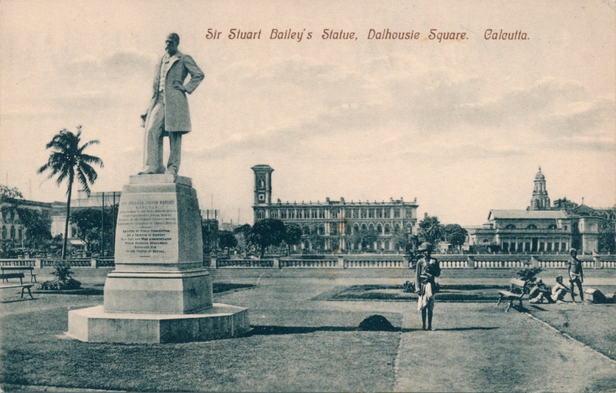 Sir Stuart Steuart Baileys staty, Dalhousie Square, Calcutta, c1910 av Unbekannt