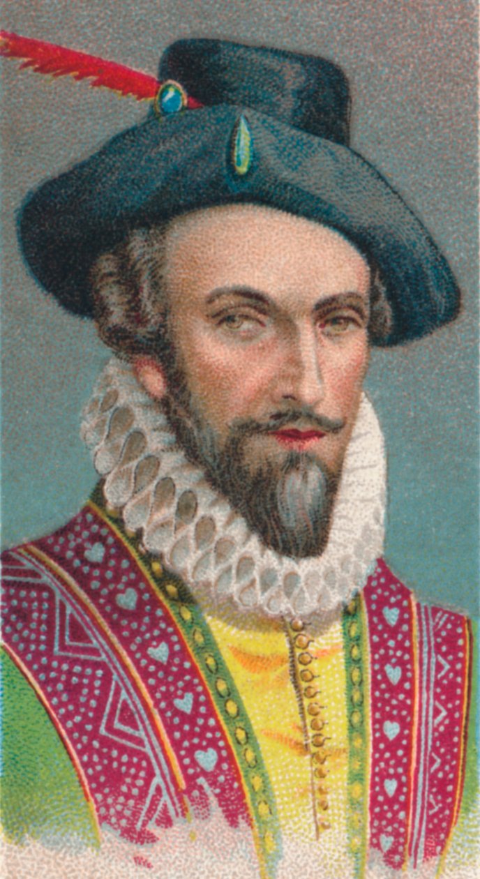 Sir Walter Raleigh, engelsk författare, poet, hovman, äventyrare och upptäcktsresande, 1924 av Unbekannt
