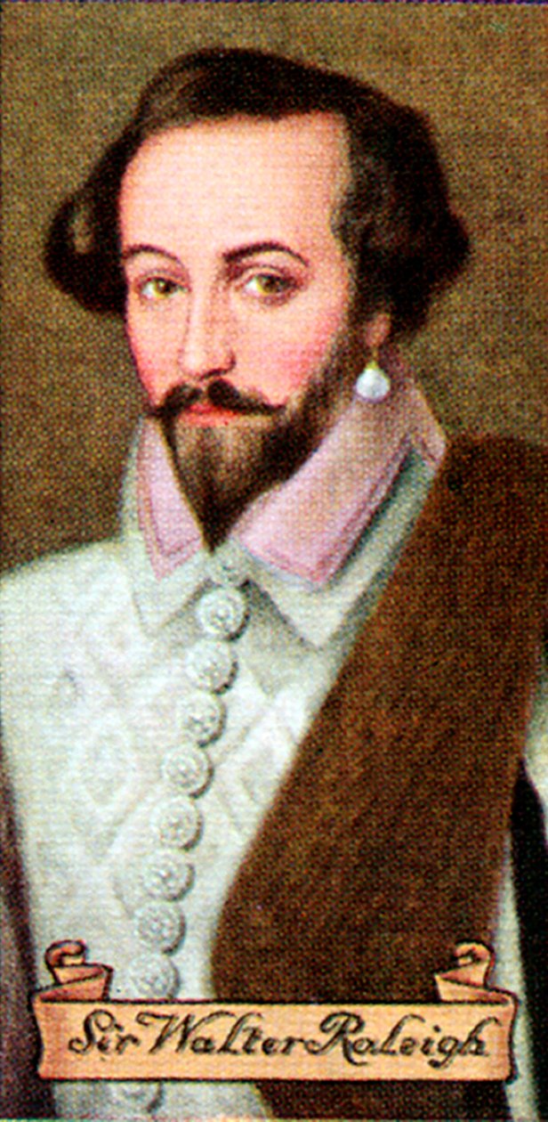 Sir Walter Raleigh, hämtat från en serie cigarettkort, 1935 av Unbekannt