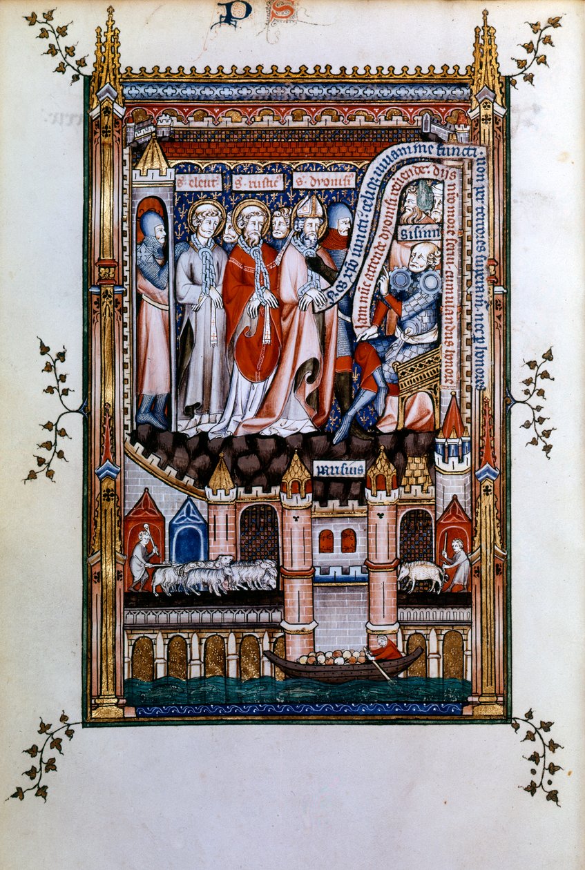 Sisinnius uppmanar den helige Denis att avsäga sig sin tro, 1317 av Unbekannt