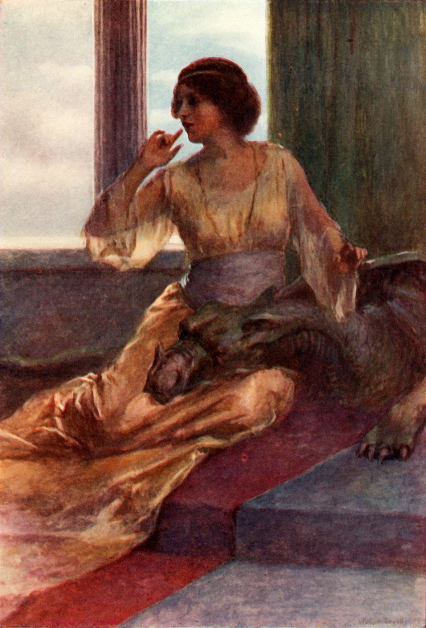 "Sitter med det sovande drakhuvudet på knäet", 1917. av Unbekannt