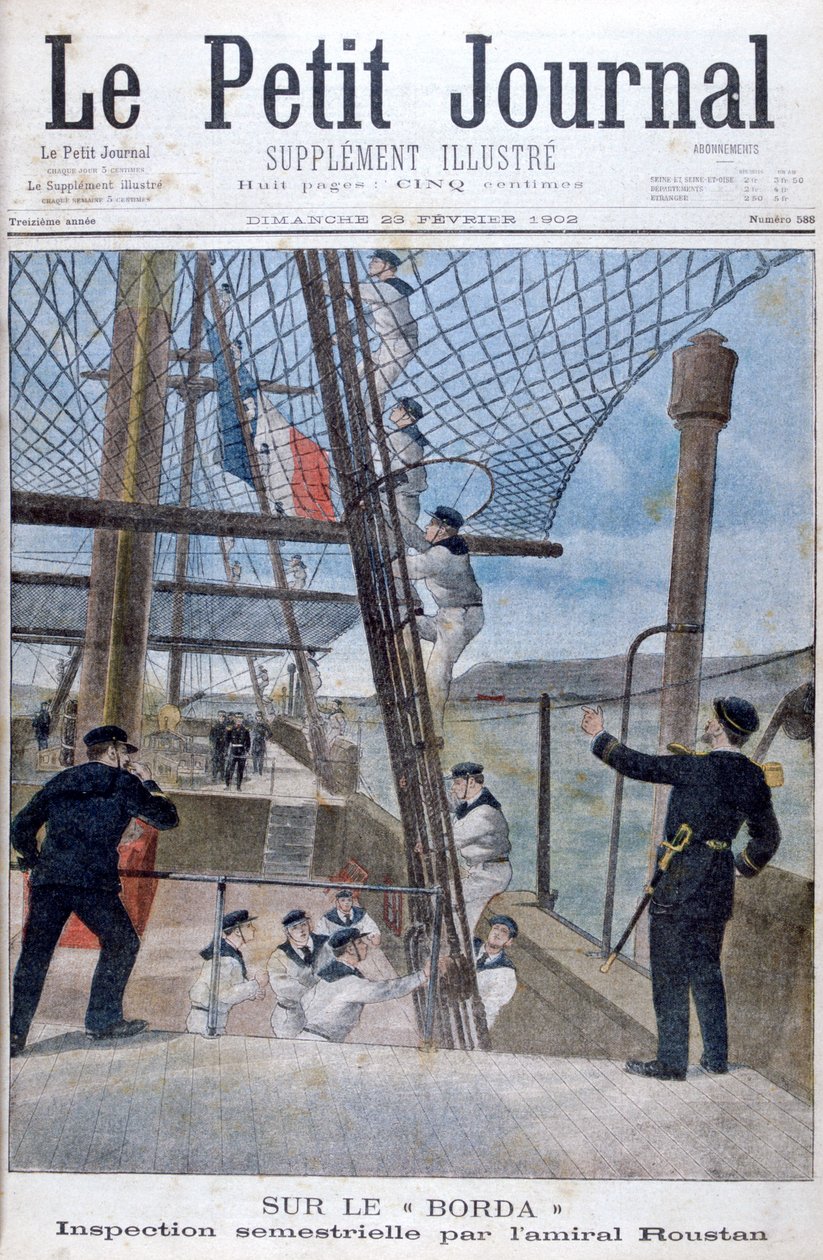 Halvmånadersinspektion av amiral Roustan ombord på Borda, 1902 av Unbekannt