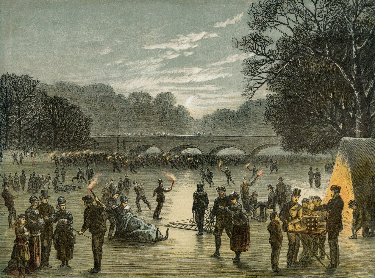 Skridskoåkning på Serpentine i Hyde Park, London, c1850 av Unbekannt