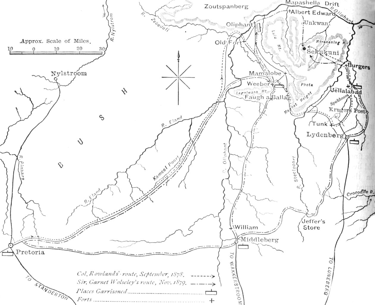 Skisskarta över Sekukunis land, c1880 av Unbekannt