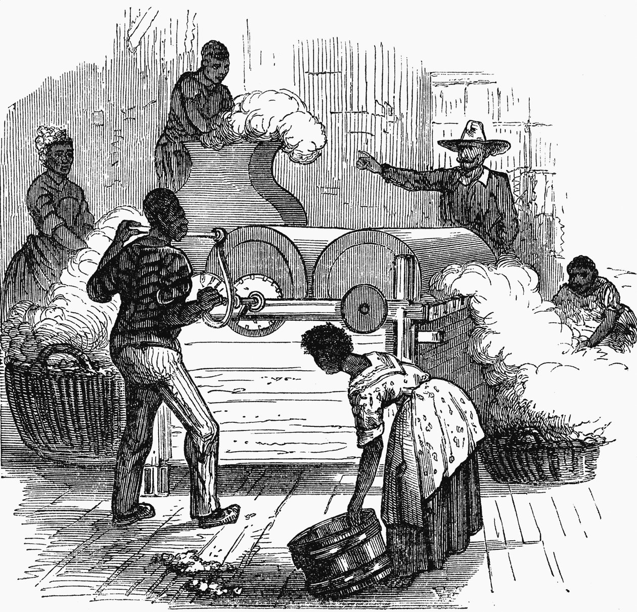 Slavarbete på en bomullsplantage i södra delstaterna i Amerika, 1860 av Unbekannt