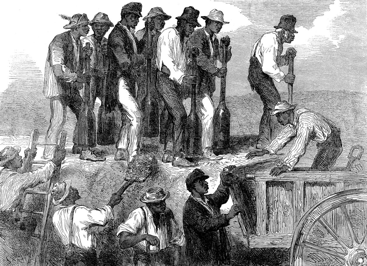 Slavarbete som stärker befästningarna i Savannah, Georgia, amerikanska inbördeskriget, 1863 av Unbekannt