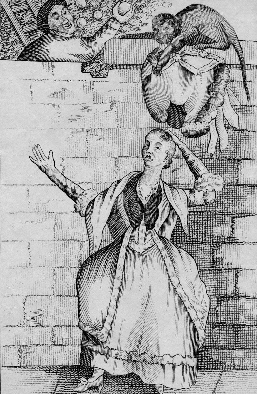 Lätt hand av en apa - eller damens huvud urladdat, c1812 av Unbekannt