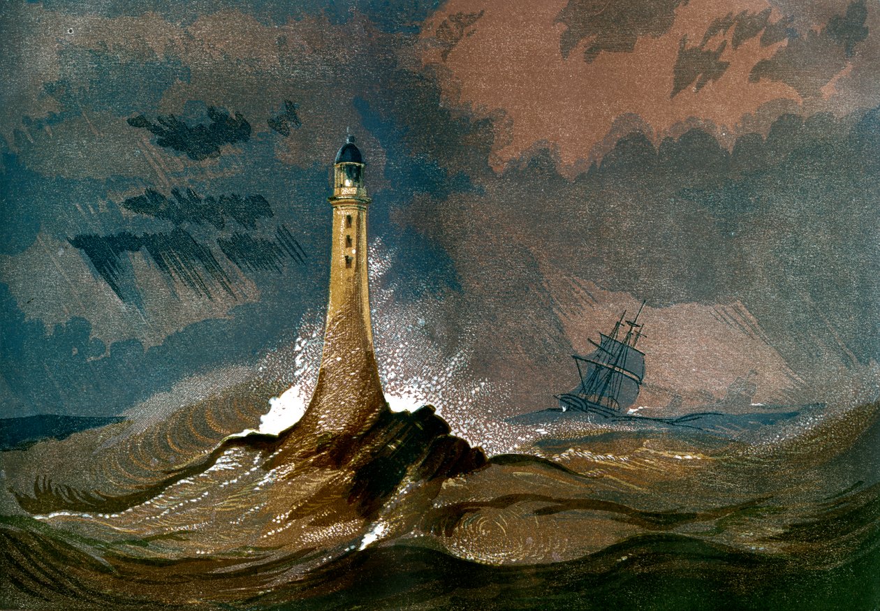 Smeatons Eddystone fyr, Devon, c1850 av Unbekannt