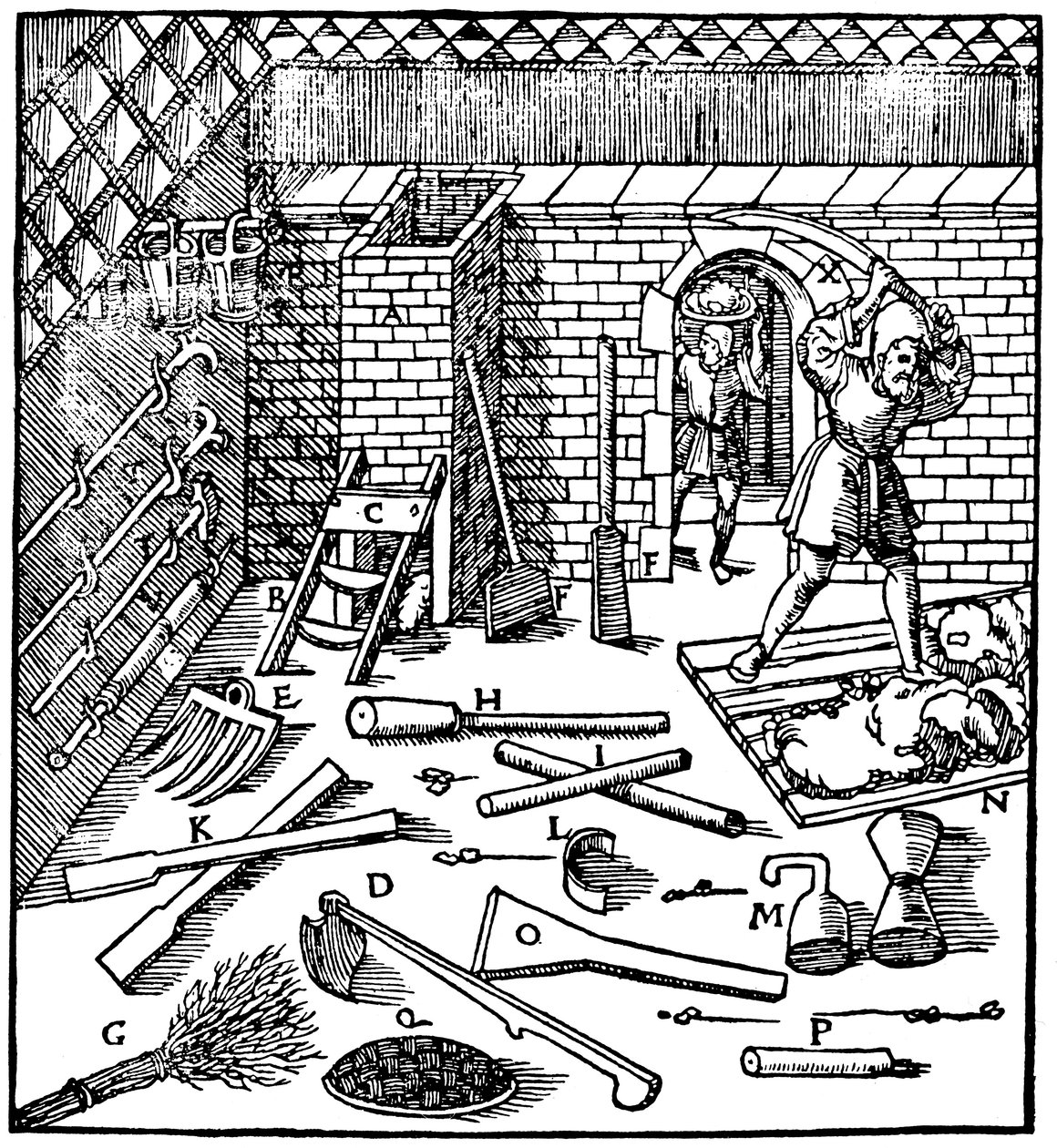 Smältning av malmer guld, silver, koppar och bly, 1556 av Unbekannt