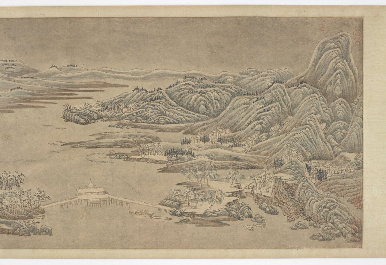Snöröjning på berg och floder, efter Wang Wei, 1500-1600-talet. av Unbekannt