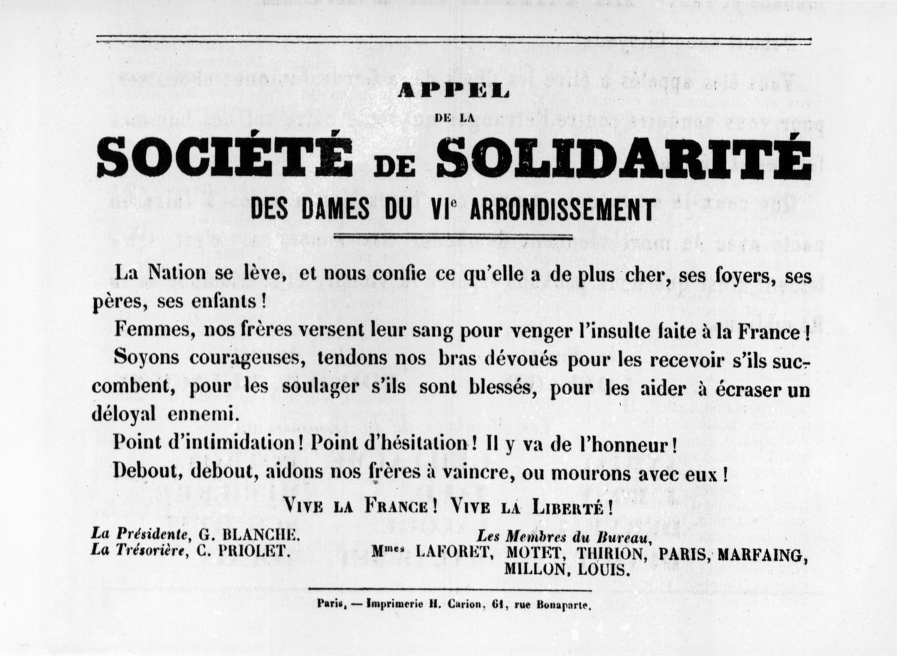 Societe de Solidarite, från franska politiska affischer från Pariskommunen, maj 1871 av Unbekannt