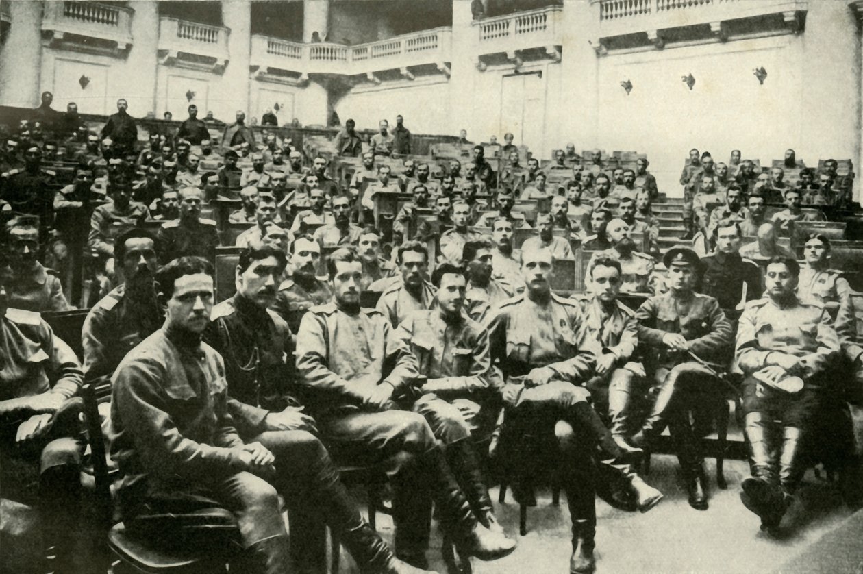 Soldatdelegater från de ryska arméerna vid Douma, 1919. av Unbekannt