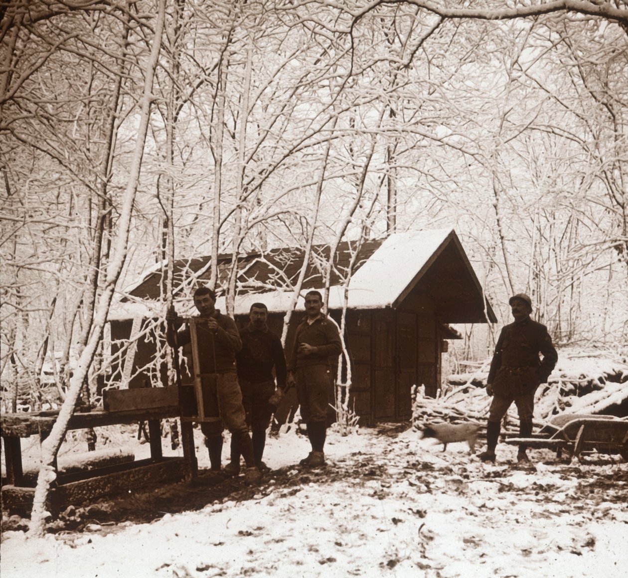 Soldater i snön, Foret de la Reine, Frankrike, c1914-c1918 av Unbekannt