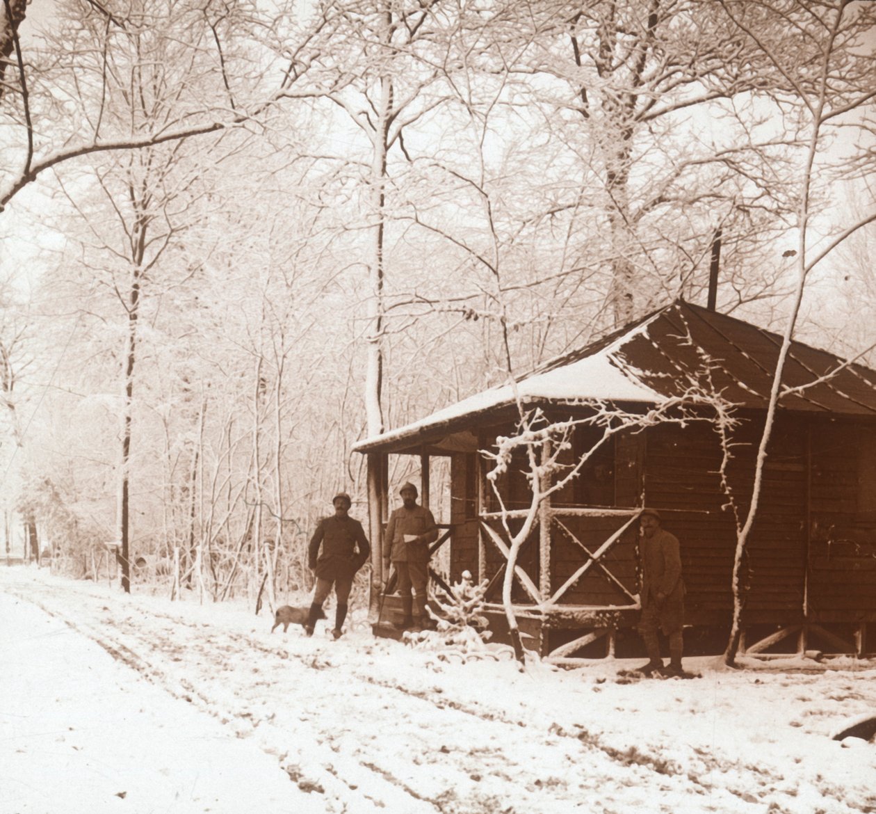 Soldater i snön, Marquenterre, norra Frankrike, c1914-c1918 av Unbekannt